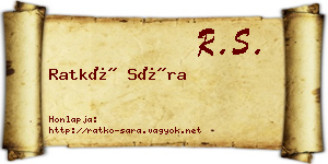 Ratkó Sára névjegykártya